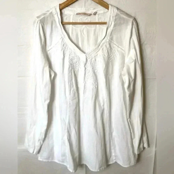 Soft Surroundings White Embroidered Tunic
Women's Size M Coastal Grandma Cotton - Picture 1 of 16